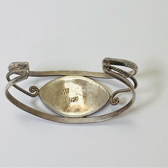 MEXICAN ALPACA SILVER MOTHER OF PEARL BRACELET - Picture 7 of 8